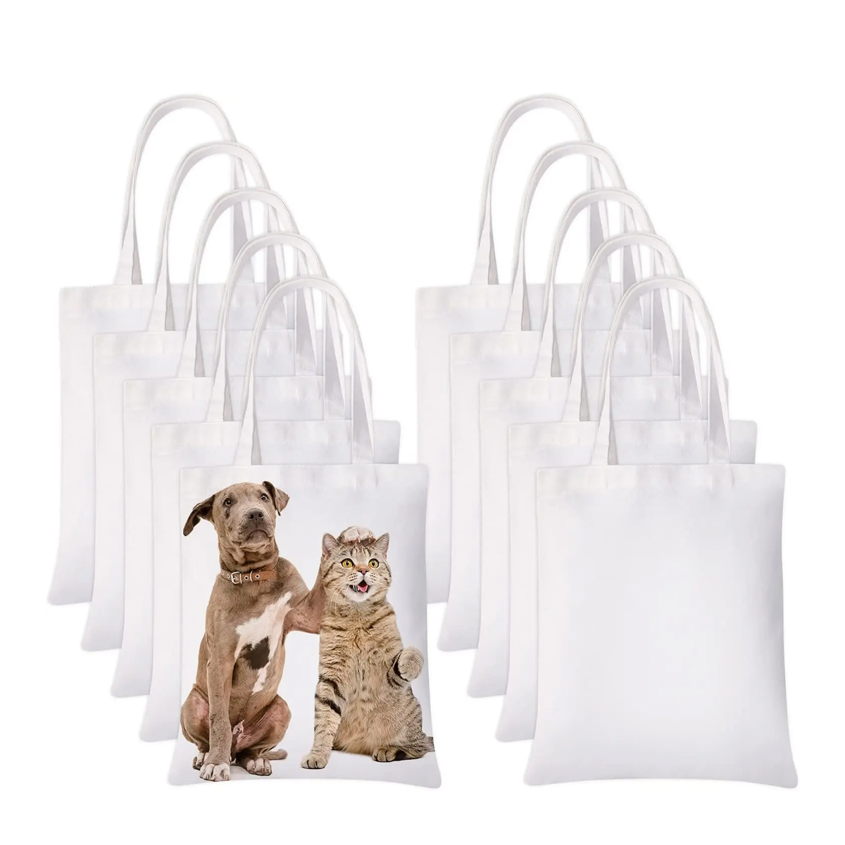 Tote Bag Sublimation - 6 stuks witte canvas draagtassen, sublimatie