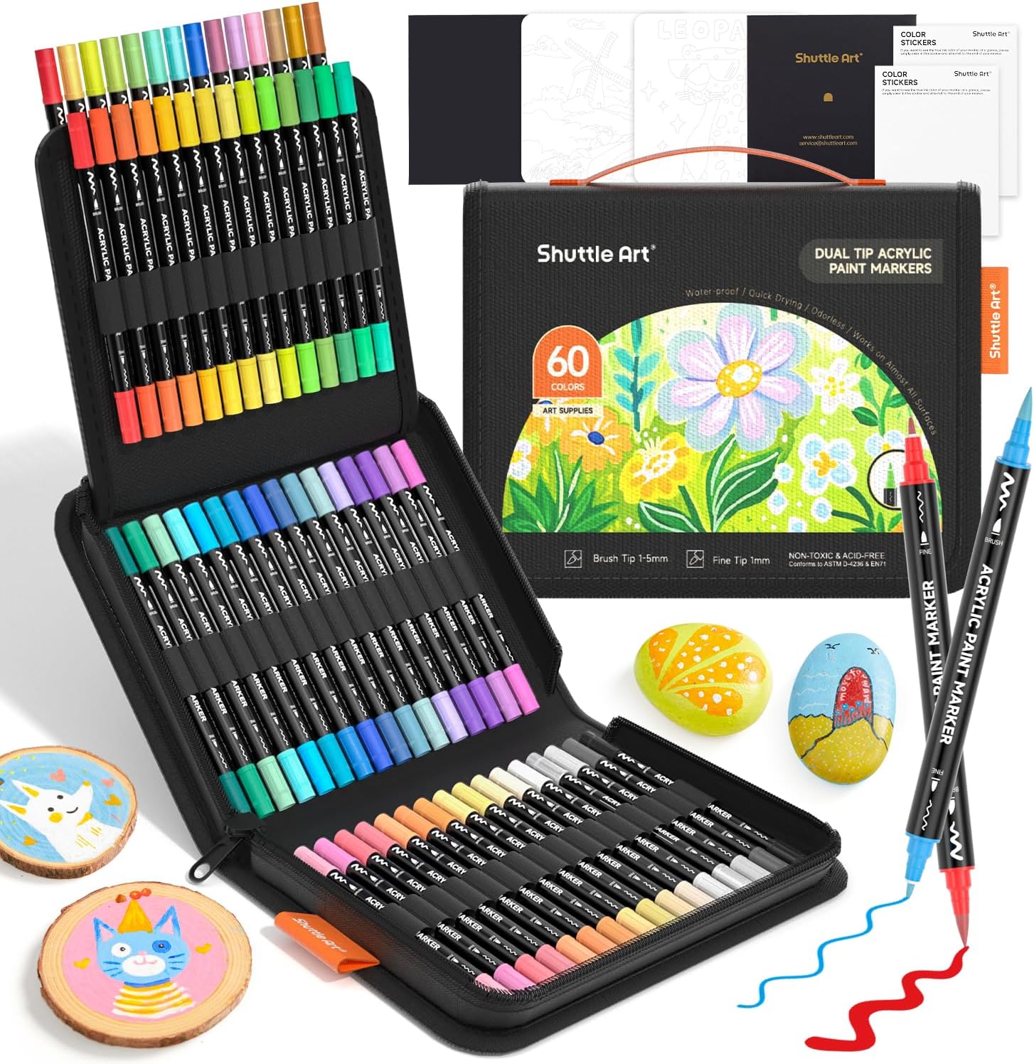 Copic Marker Classic - Shuttle Art 60 Kleuren Dubbelpuntige Acrylverfmarkers,