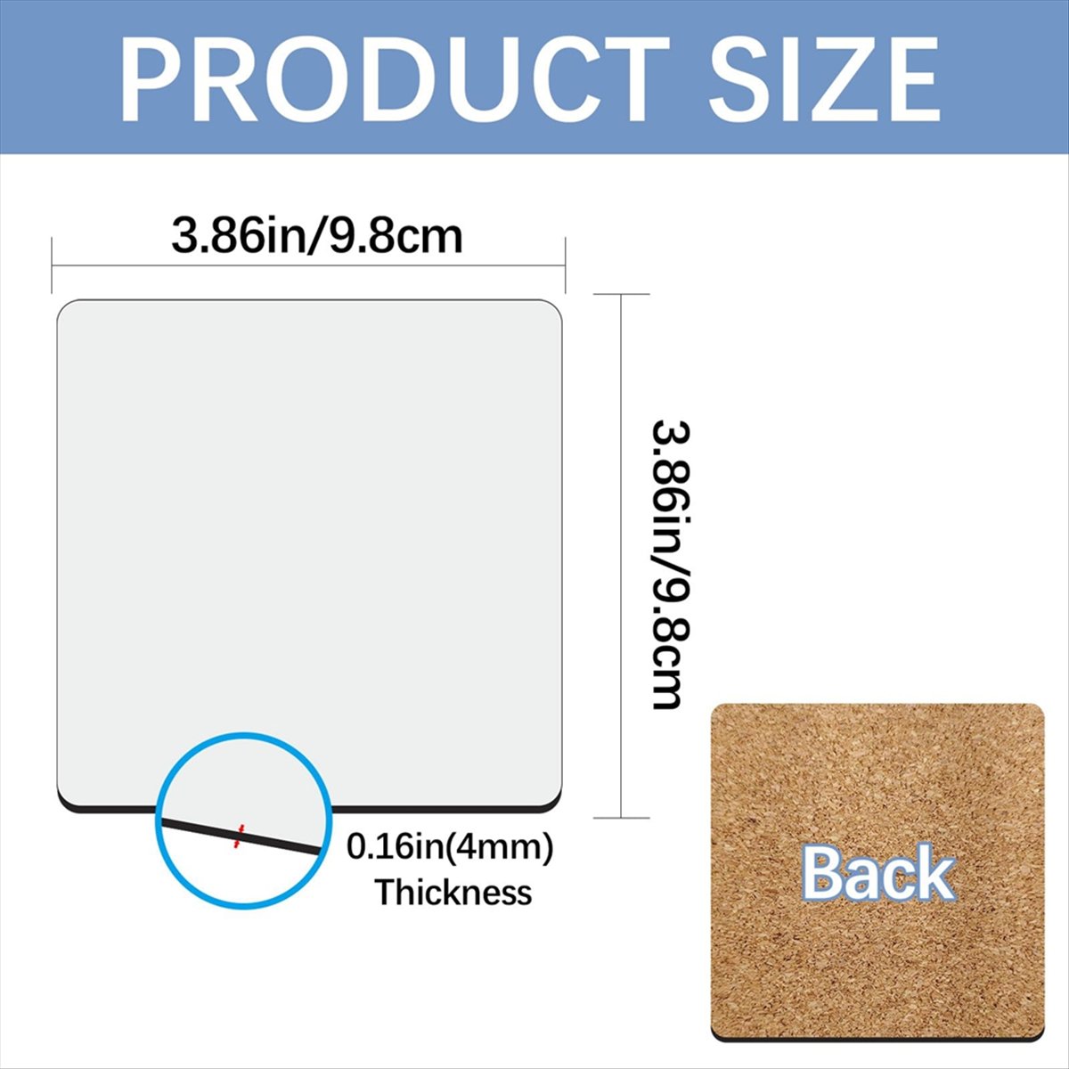 Coaster Sublimation Blank - ABYA 30 stuks vierkante sublimatie-onderzetters in